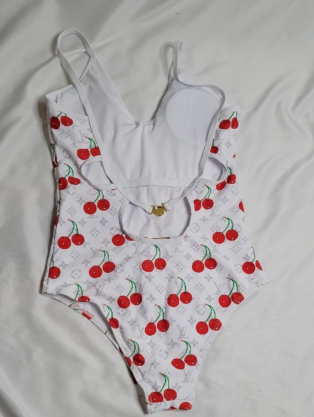 Louis Vuitton x TM White Cherry Print One-Piece Swimsuit - Picture 3 of 4